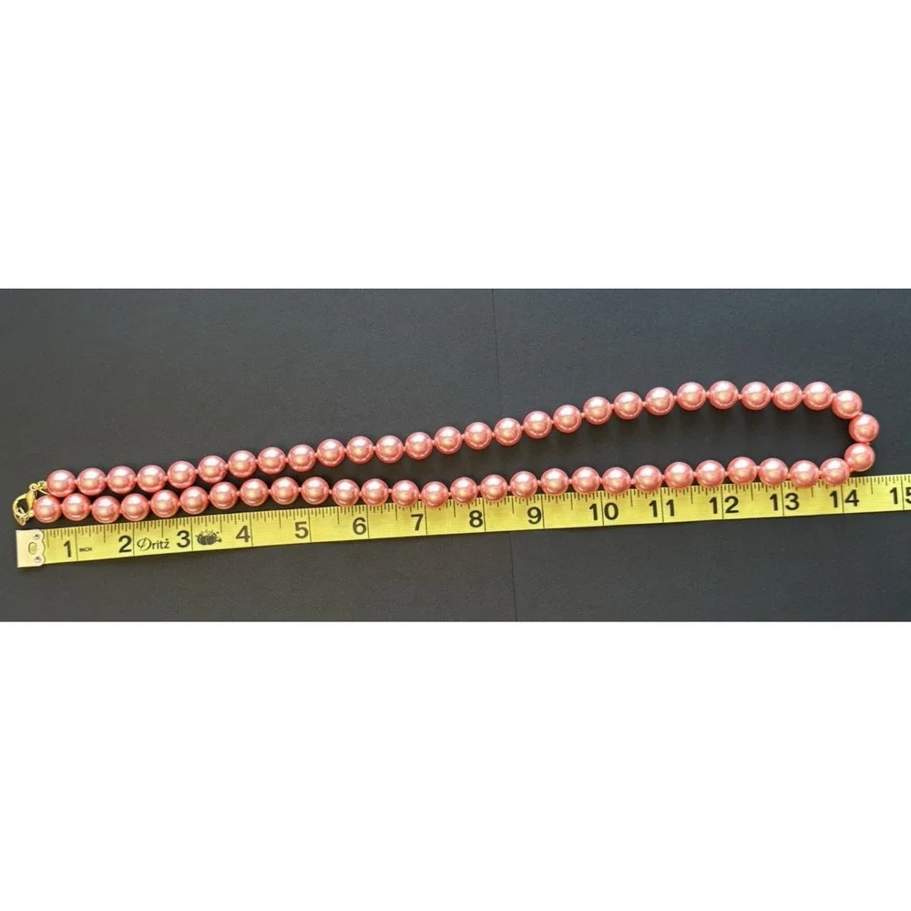 Vintage Joan Rivers Pastel Pink Glass Faux Pearl Necklace Knotted Colorful 30